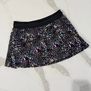 Lija Pindot Swing Printed Tennis Skort Skirt Womens Medium Black/Purple Athletic